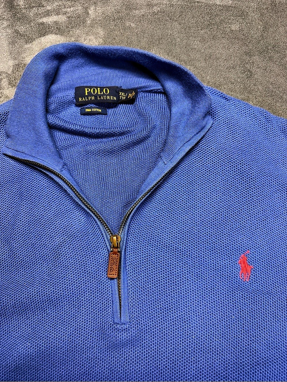 Polo Ralph Lauren Pima Cotton Half-Zip Sweater Blue XXL